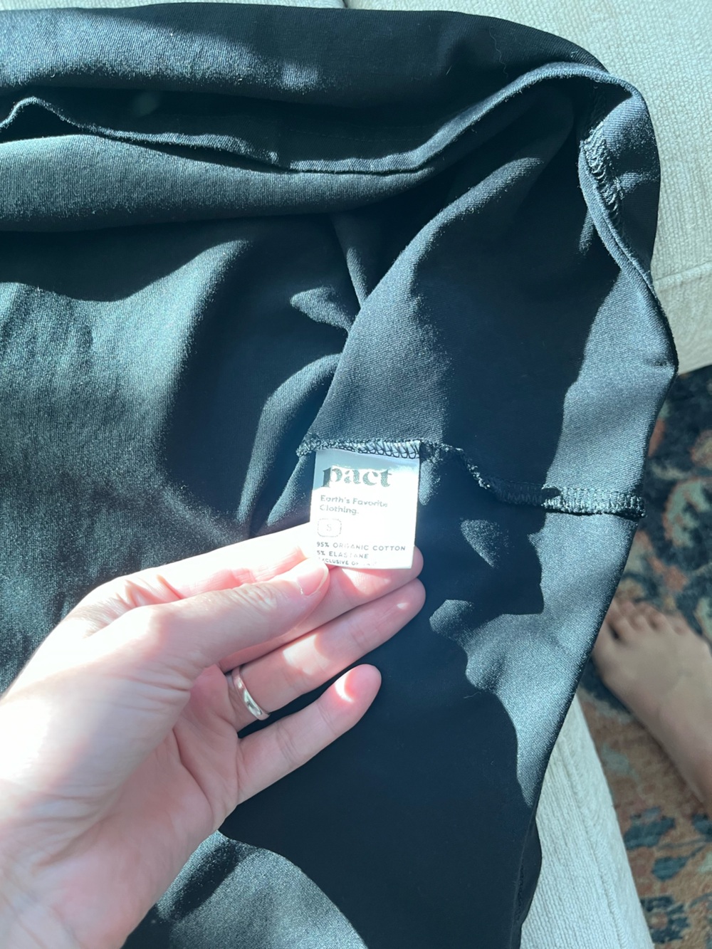Pact Black Shelf Bra Fit & Flare Organic Stretch Midi Dress - Picture 6 of 11